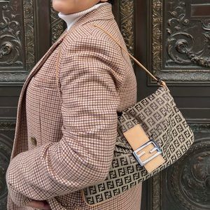 Authentic Vintage Fendi Zucchino Baguette Bag
